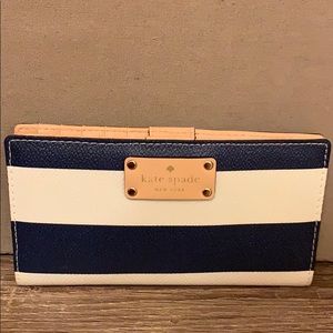 Blue and white striped Kate Spade wallet